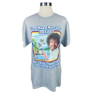 Bob Ross “Ever Make Mistakes in Life” Graphic Crew Neck Tee - Size Small